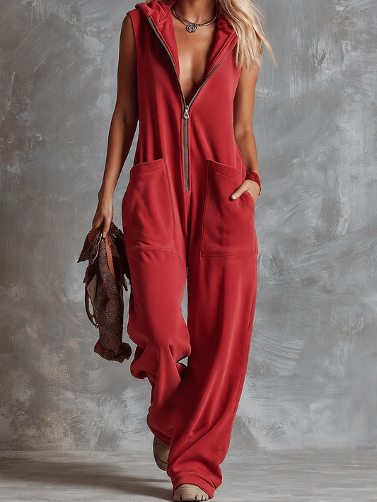 Minke | Hooded Sleeveless Wide-Leg Jumpsuit