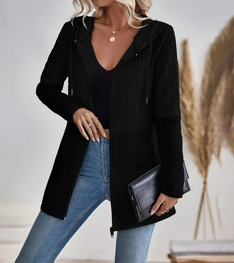 Full-zip hoodie with a relaxed cut, front view