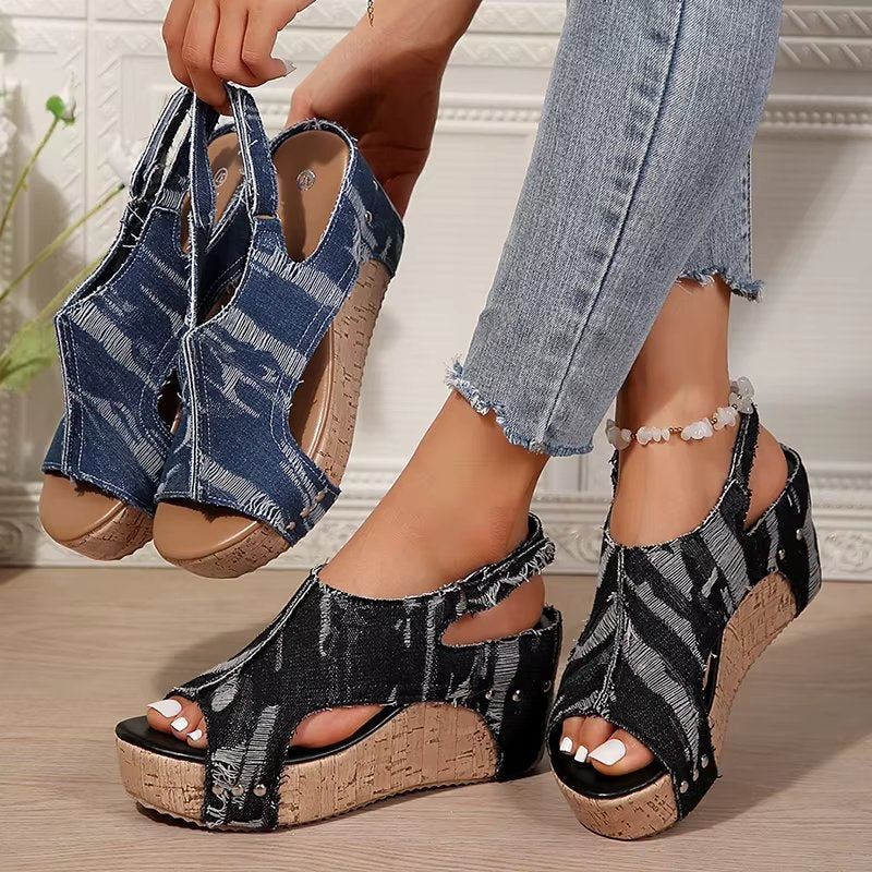 Shoreditch Denim Wedges