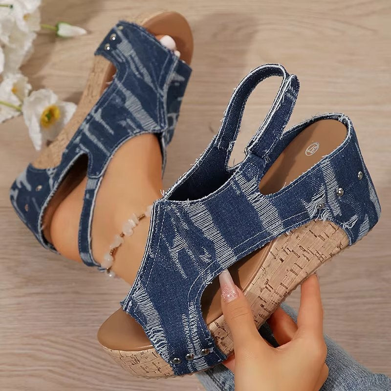 Shoreditch Denim Wedges