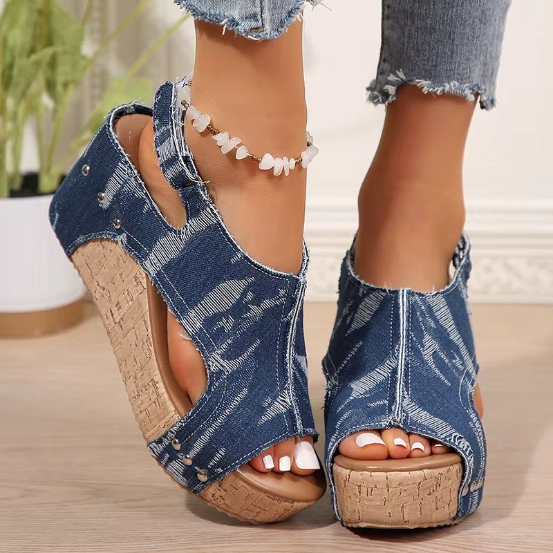 Shoreditch Denim Wedges