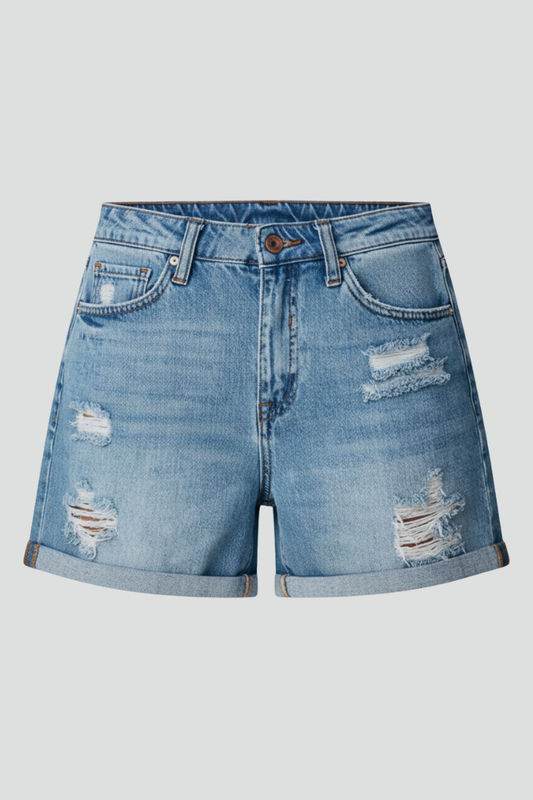 Calla | Fringe Hem Denim Shorts