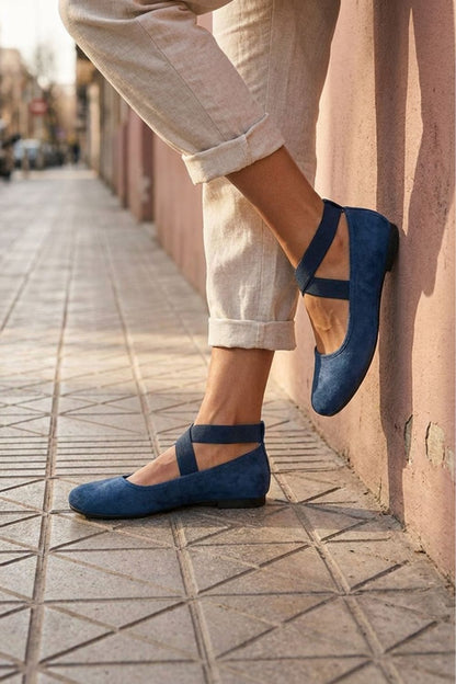 Mireille | Suede Cross-Strap Ballet Flats