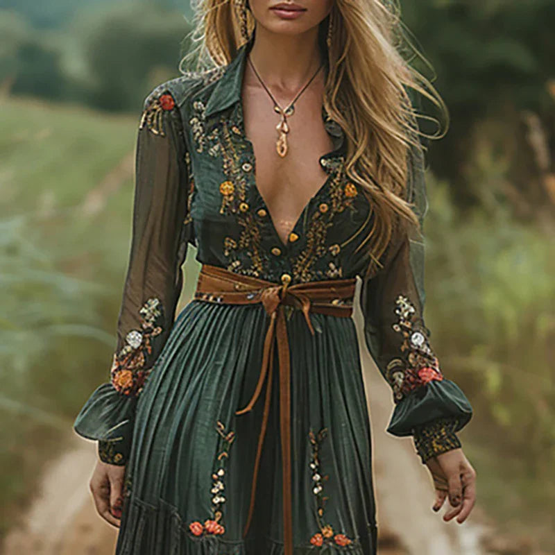Freya | Retro Floral Shirt Dress
