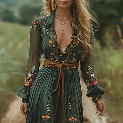 Freya | Retro Floral Shirt Dress