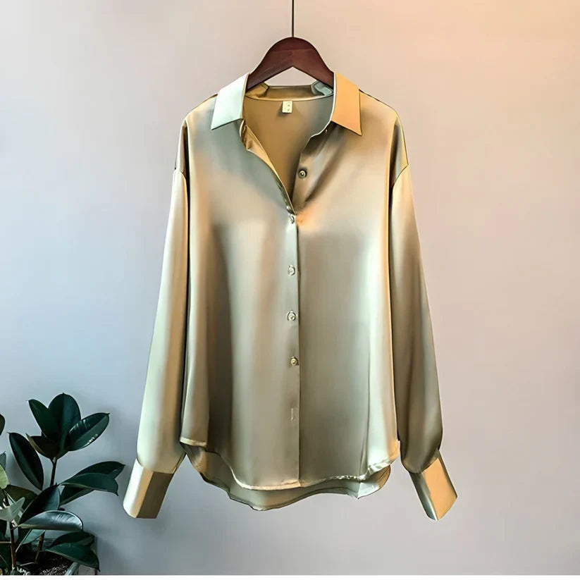 Fiona | Satin-Look Button-Up Blouse