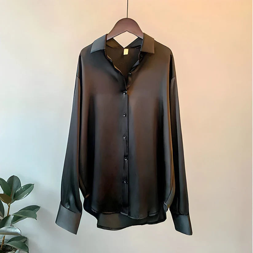 Fiona | Satin-Look Button-Up Blouse