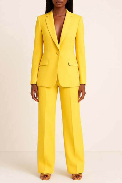 Blazer and trouser set photographed at an angle