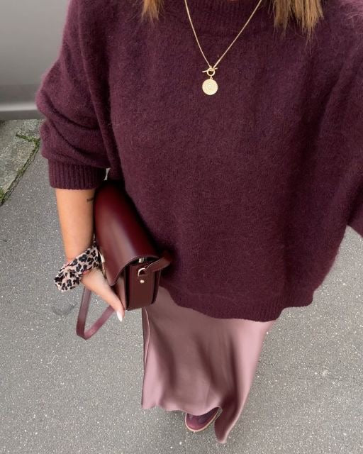 Oversized round-neck mohair-blend sweater, front view