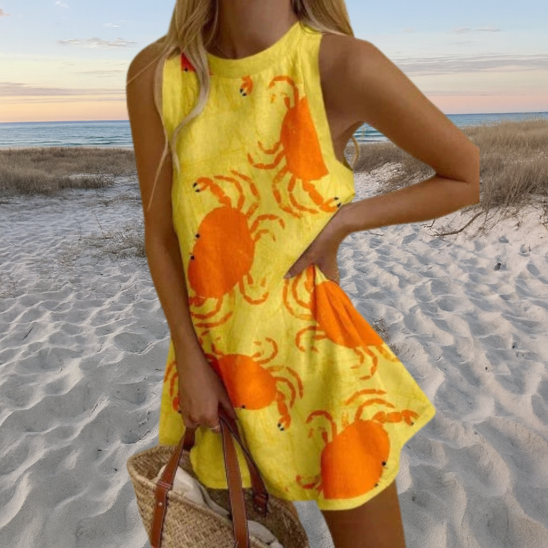 Margaret | Mini Dress with Crab Print.