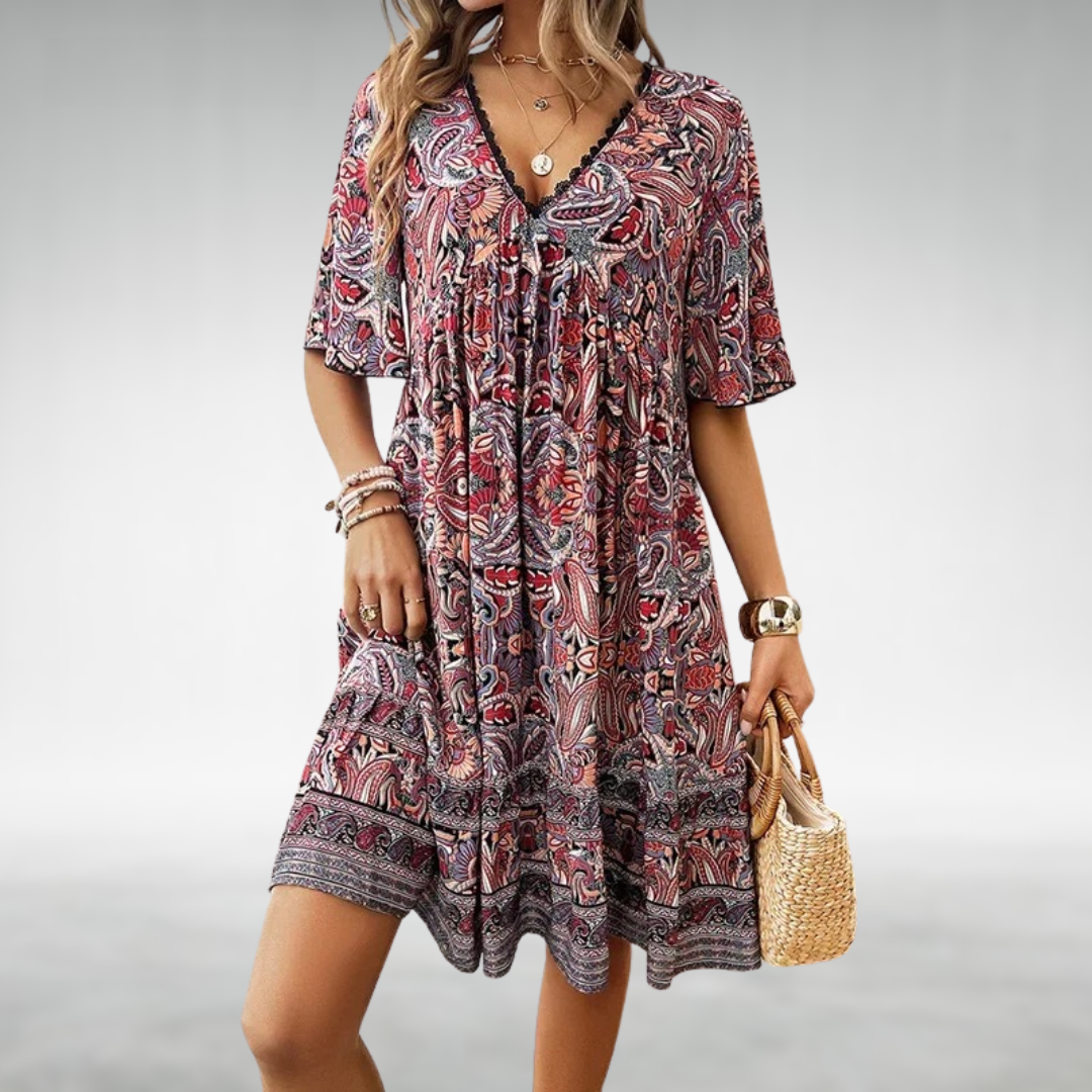 Laurel | Paisley Boho Mini Dress