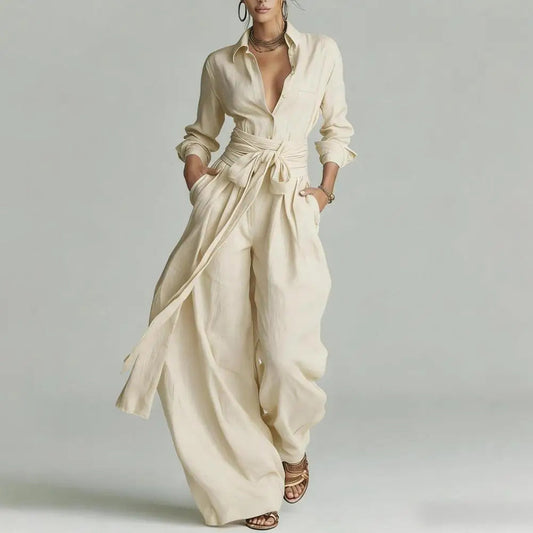 Sunniva | Button-Down & Wide-Leg Pants Set