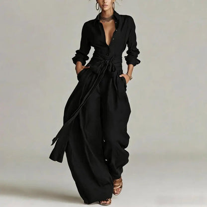 Sunniva | Button-Down & Wide-Leg Pants Set