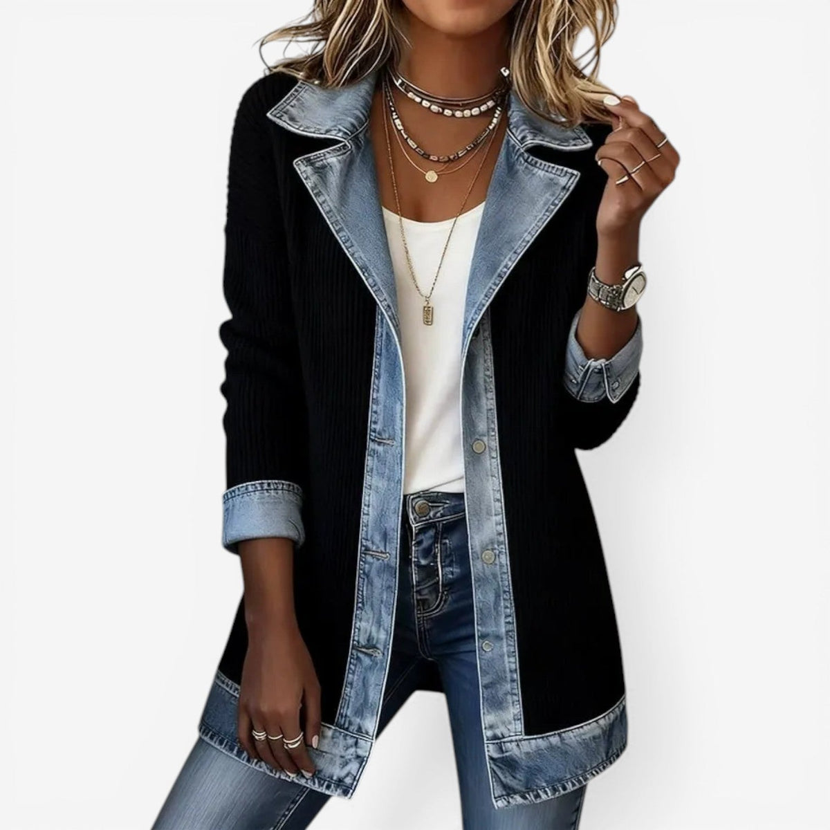 Knit jacket shown from the side