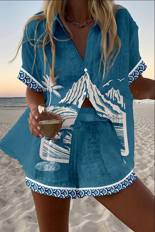 Chloe | Short Linen Set Mount Fuji.