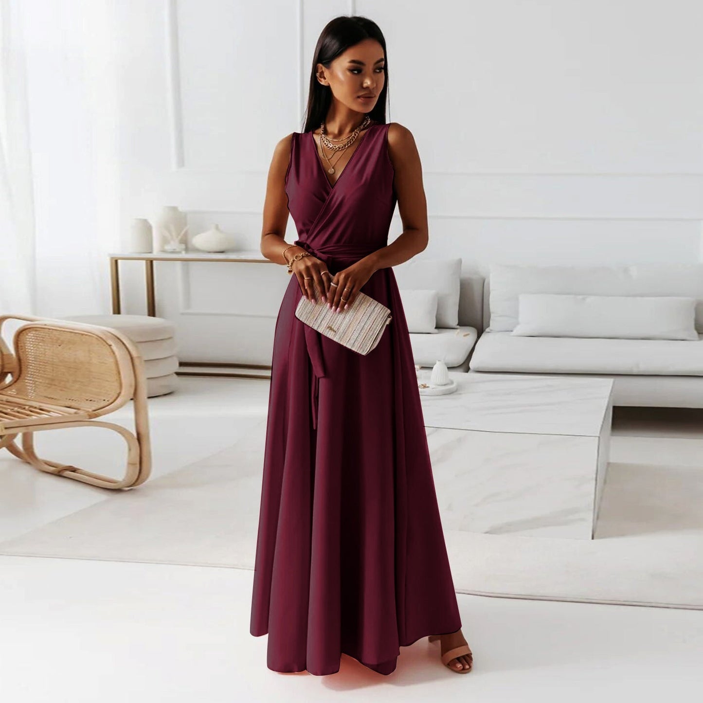 Solène | Sleeveless Wrap Maxi Dress