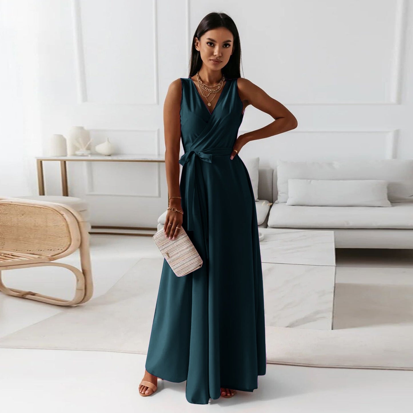 Solène | Sleeveless Wrap Maxi Dress