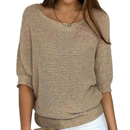 Fine-knit round-neck sweater, front view