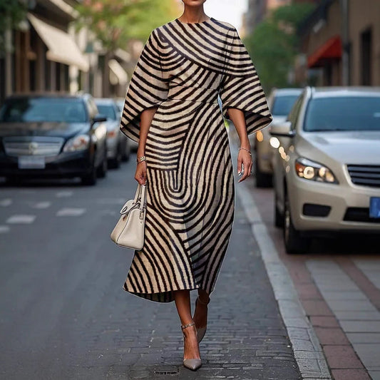 Batwing-sleeve maxi dress, front view