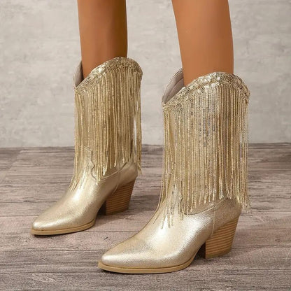 Fringed boots shown in a second colourway