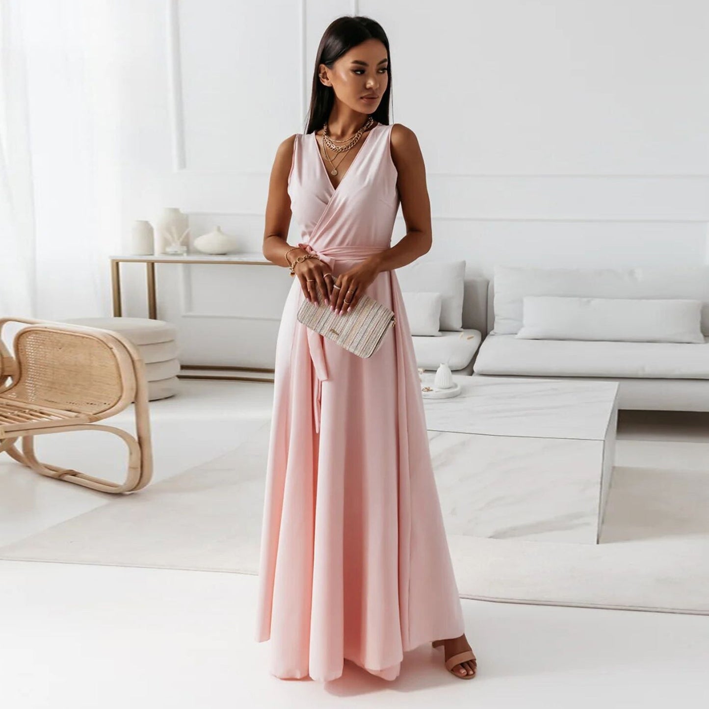 Solène | Sleeveless Wrap Maxi Dress