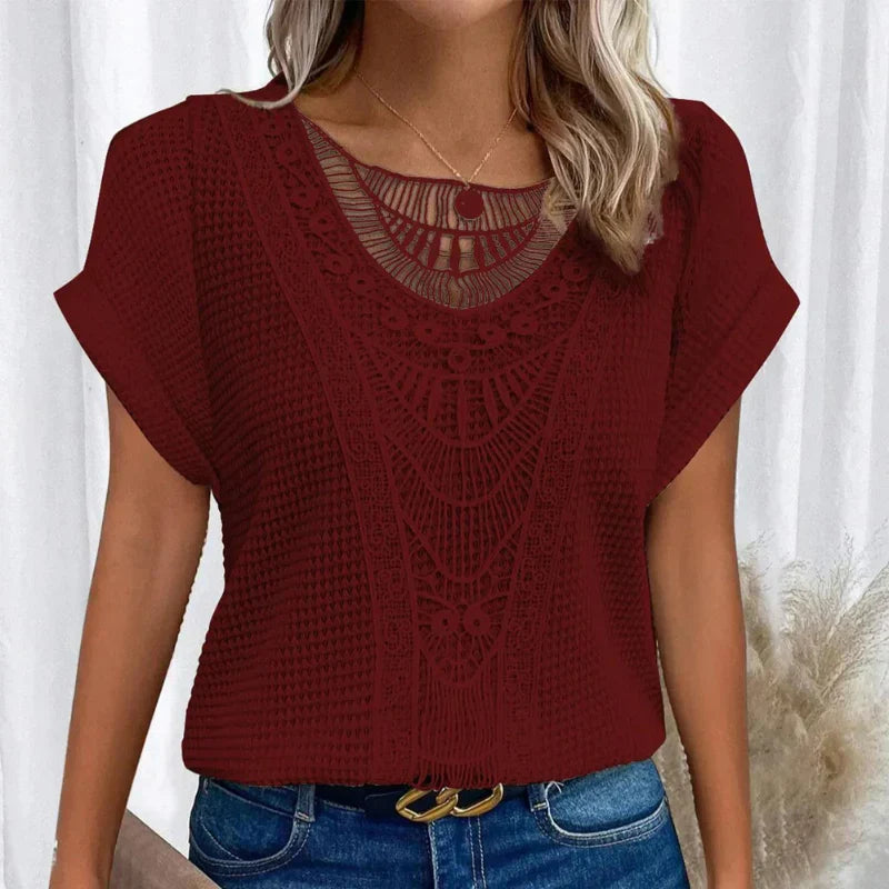 Lace-trim top shown across the colour range