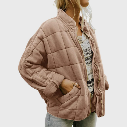 Oversized quilted jacket shown from the side