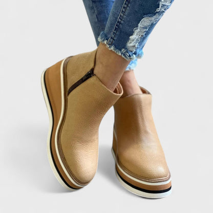 Waterproof wedge ankle boots, side view