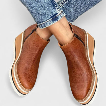 Wedge ankle boots showing the sole and heel