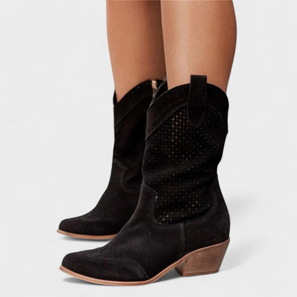 Ingrid | Perforated Mid-Calf Boots