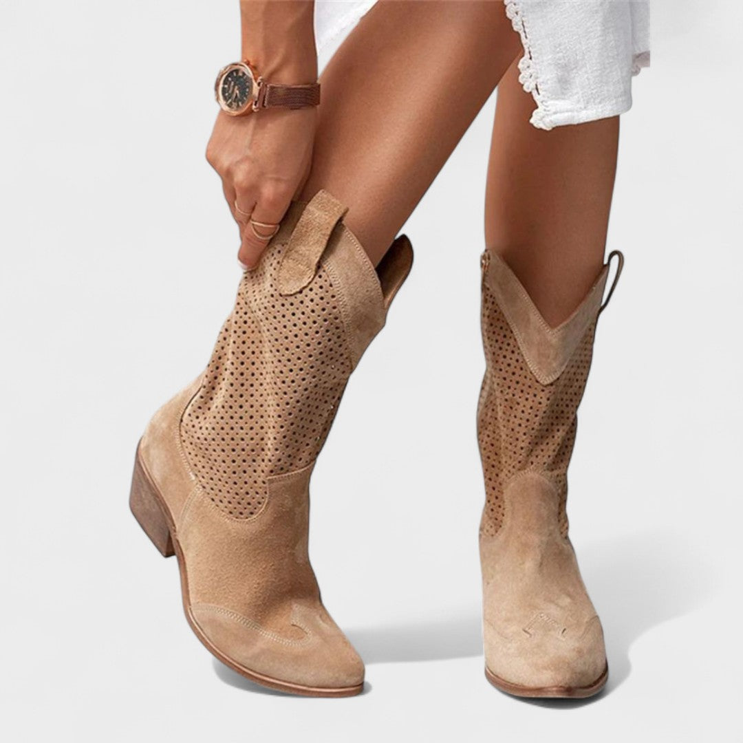 Ingrid | Perforated Mid-Calf Boots