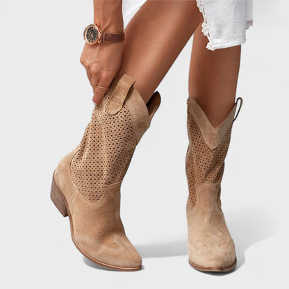 Ingrid | Perforated Mid-Calf Boots