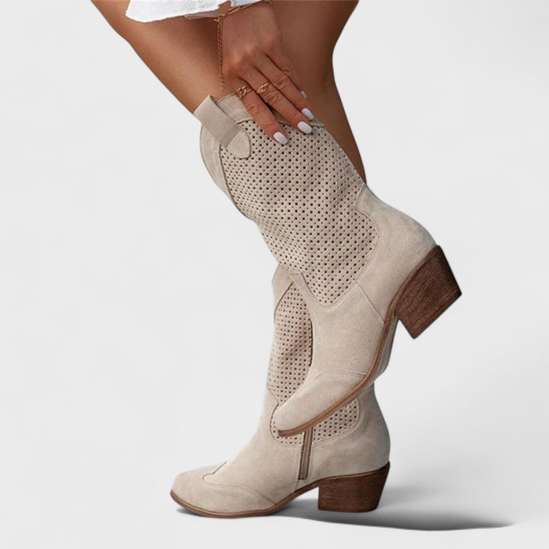 Ingrid | Perforated Mid-Calf Boots