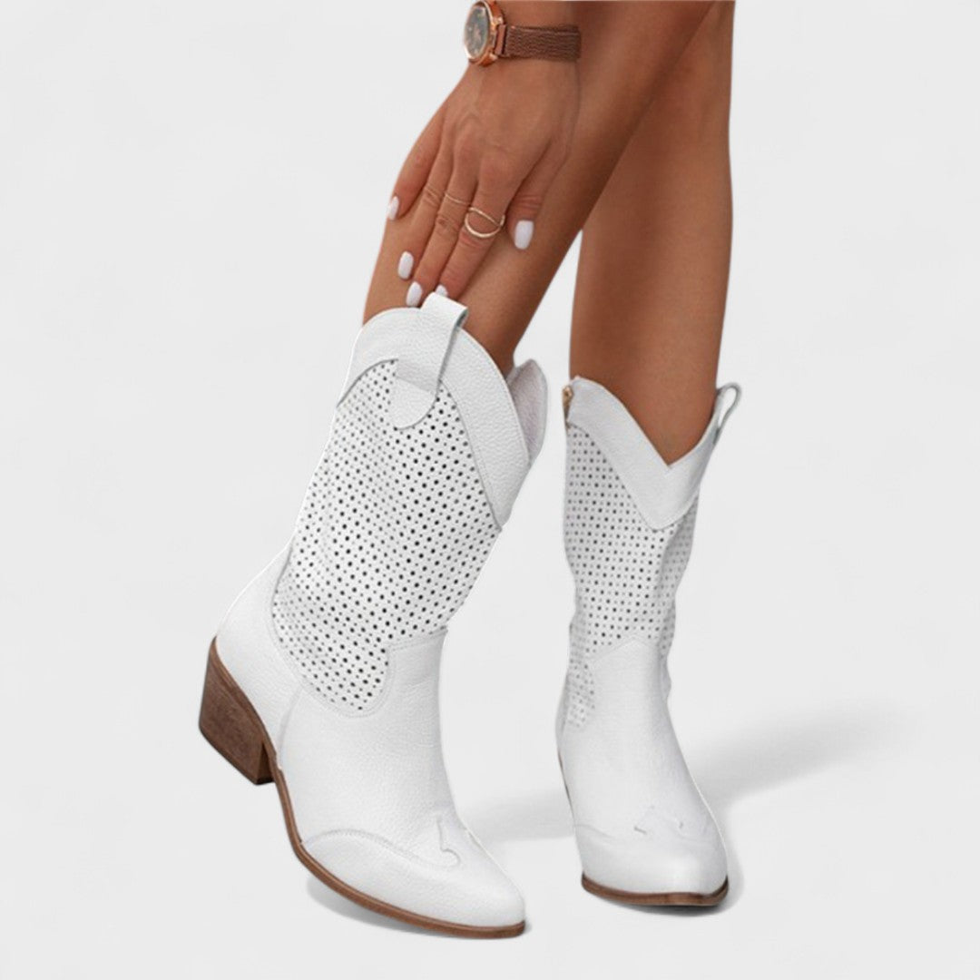 Ingrid | Perforated Mid-Calf Boots
