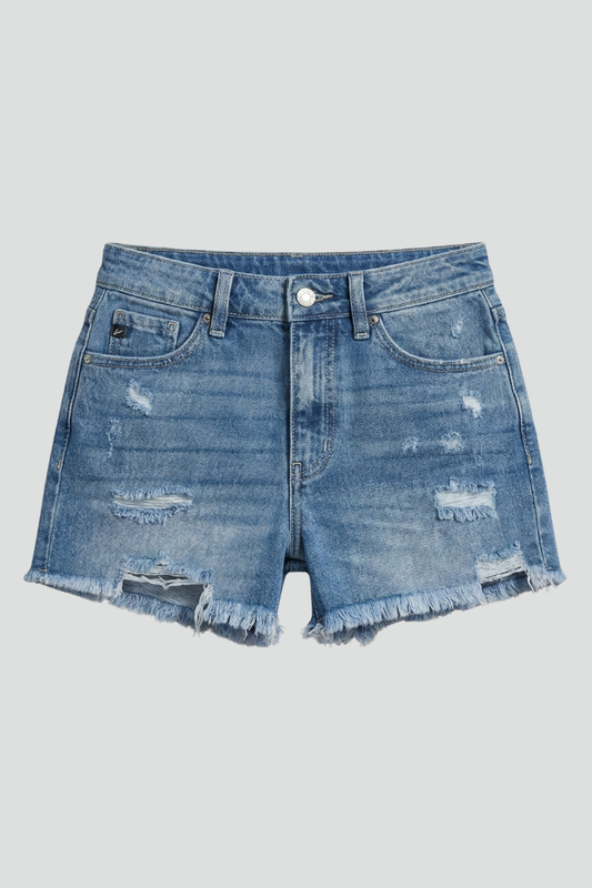 Vespera | Frayed Hem Denim Shorts