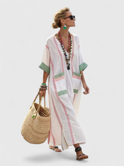Claire | Printed V-Neck Maxi Dress