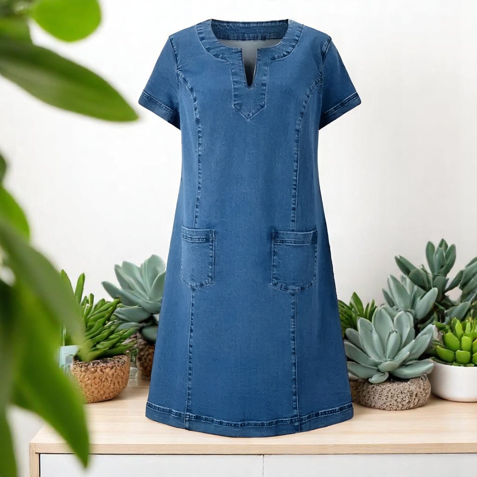 Romy | Soft Denim Dress with Front Pockets