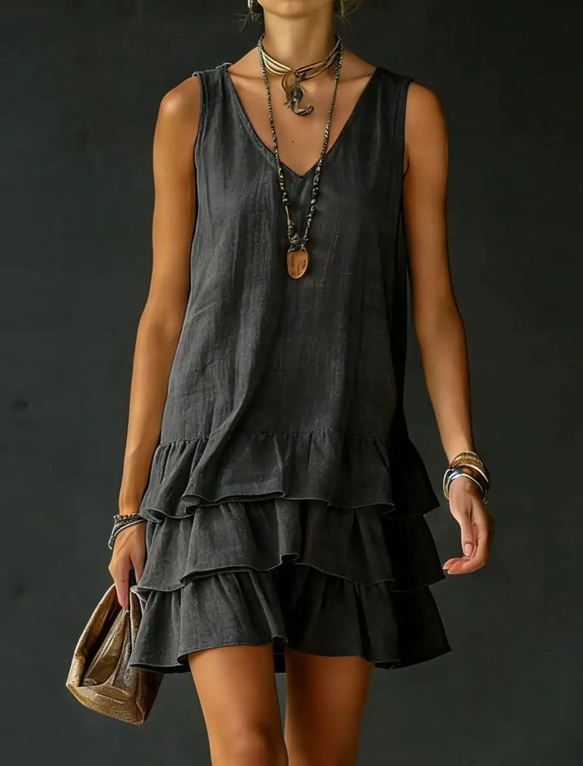 Courtney | Ruffle V-Neck Mini Dress