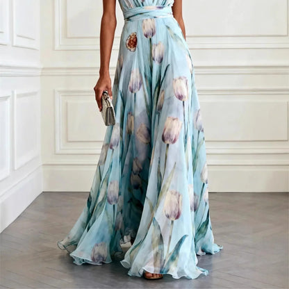 Ysolde | Tulip Print Wrap Maxi Dress
