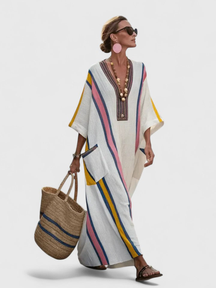 Claire | Printed V-Neck Maxi Dress