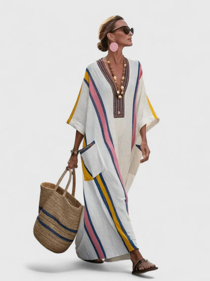 Claire | Printed V-Neck Maxi Dress