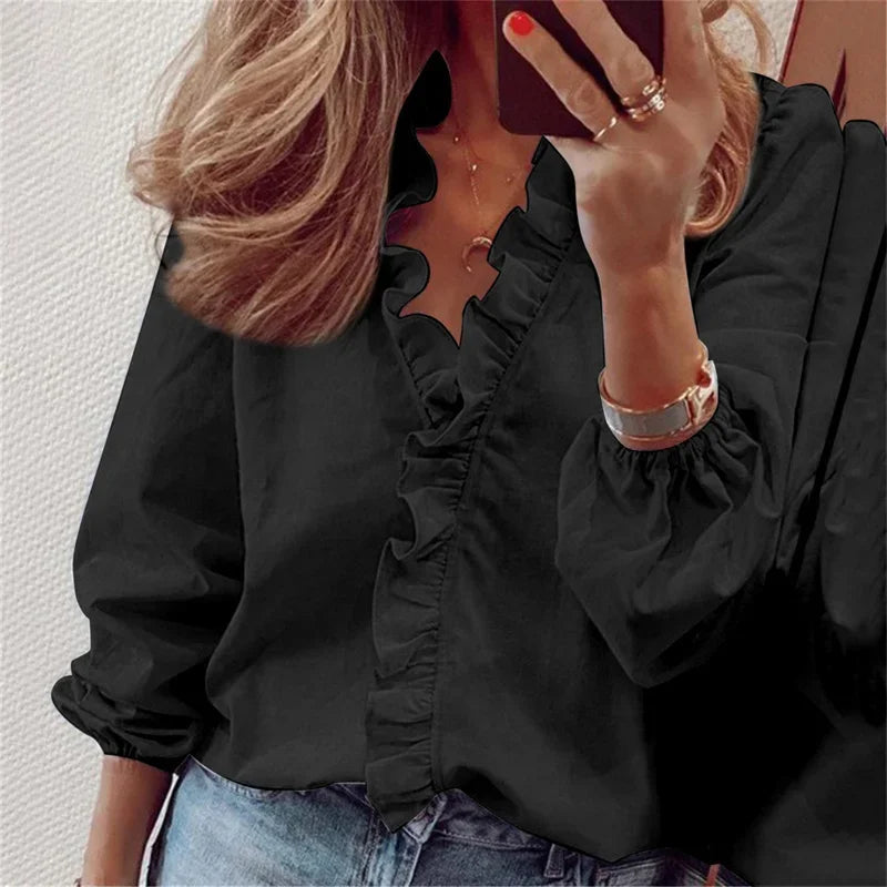 Celia | Ruffle Button-Up Blouse