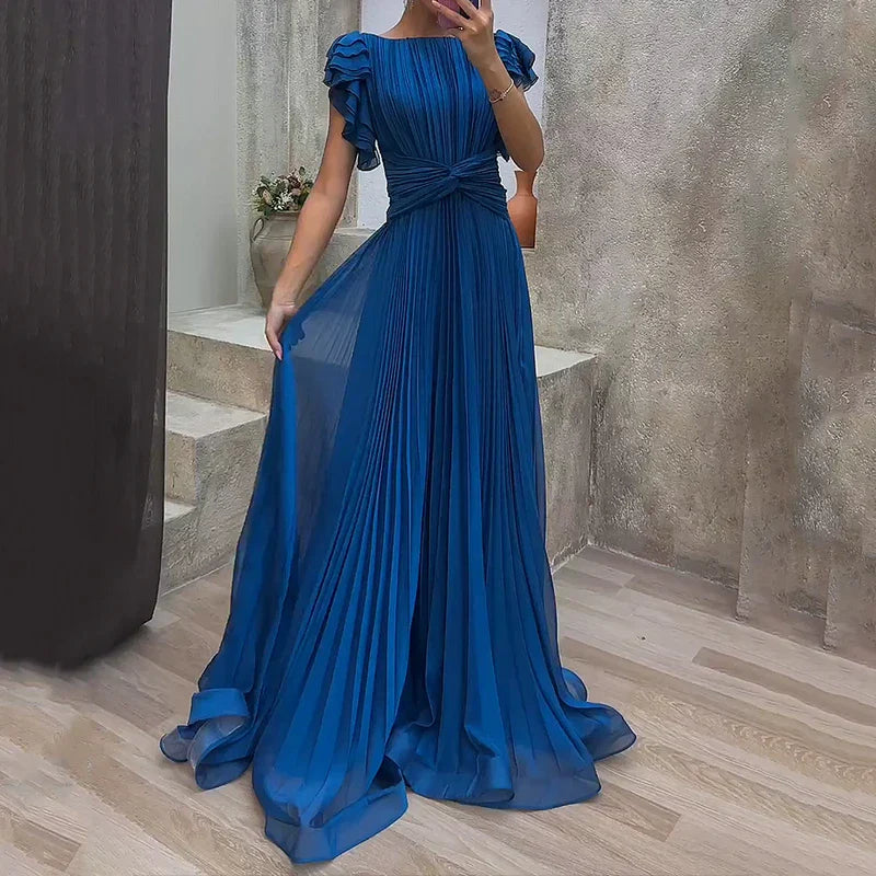 Evangeline | Pleated Evening Maxi Dress