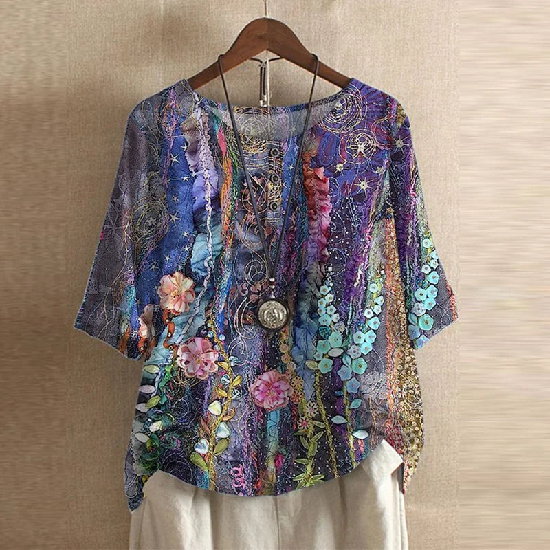 Anya | Retro Floral Print Blouse