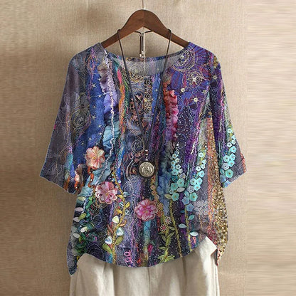 Anya | Retro Floral Print Blouse