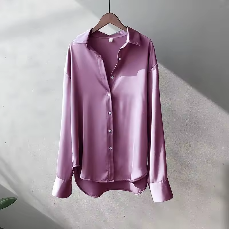 Fiona | Satin-Look Button-Up Blouse