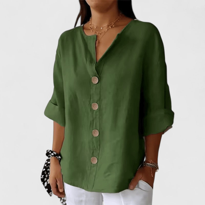 Cathlyn | V-Neck Button-Up Blouse