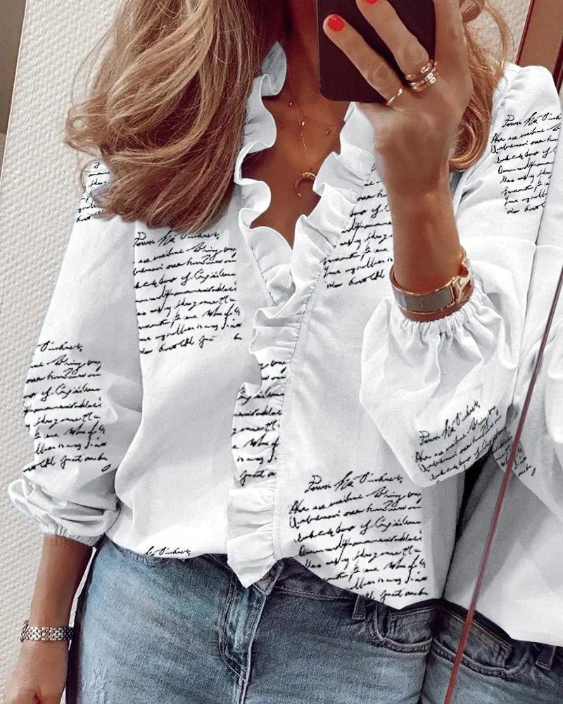 Celia | Ruffle Button-Up Blouse