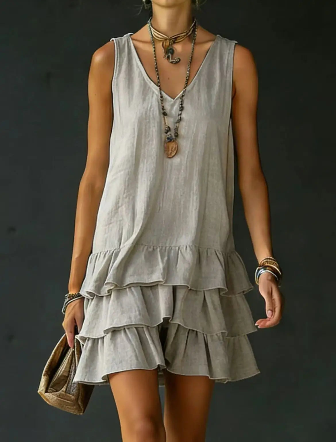 Courtney | Ruffle V-Neck Mini Dress