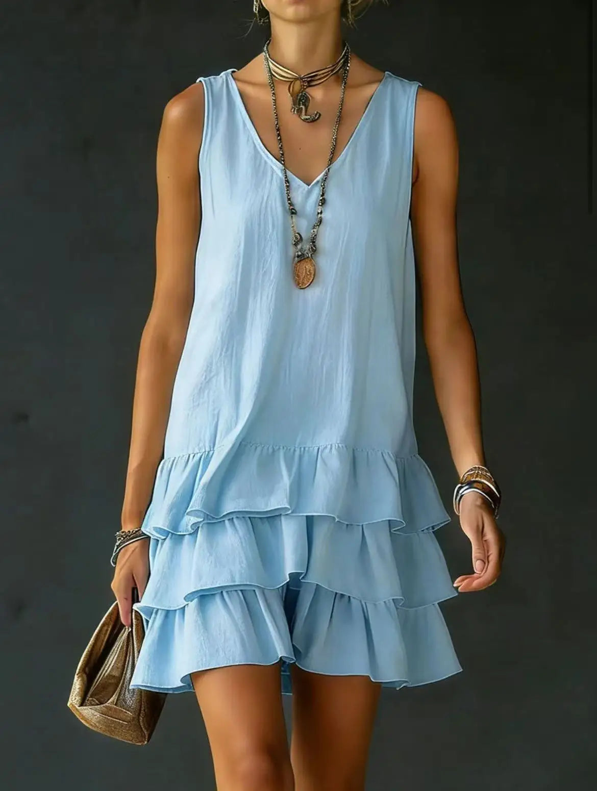 Courtney | Ruffle V-Neck Mini Dress